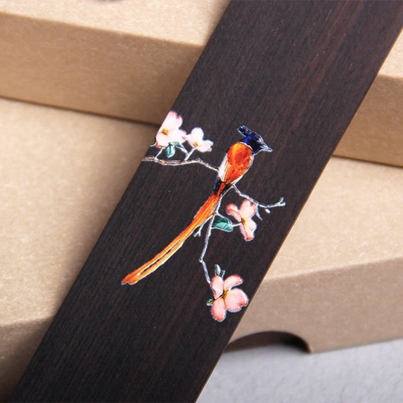 Mythstone Oriole Bird Flower Ebony Wood Bookmarks With Gift Box