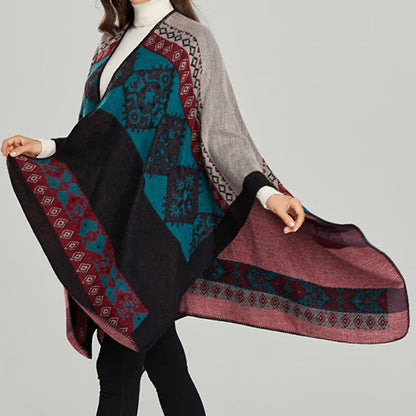 Mythstone Tibetan Shawl Diamond Pattern Winter Warm Cloak Scarf