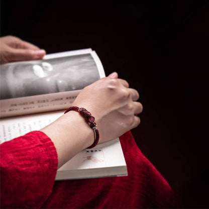 Mythstone Handcrafted PiXiu Cinnabar Wealth Luck Braided Bracelet