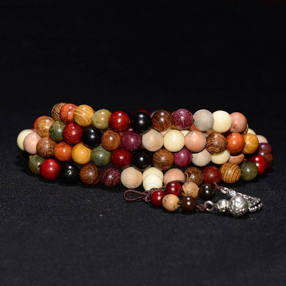 MythStone 108 Beads Wenge Wood Mala Blessing Meditation Bracelet