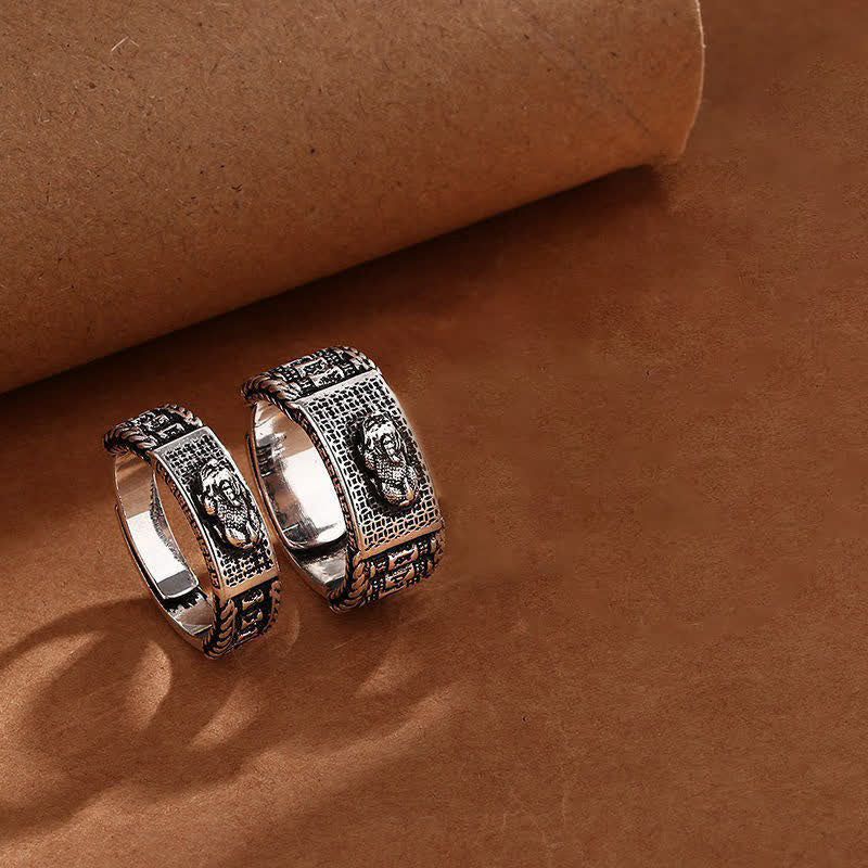 Mythstone Lucky FengShui PiXiu Wealth Prayer Wheels Couple Ring