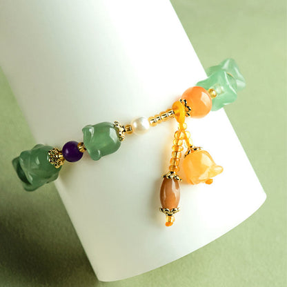 Mythstone Green Aventurine Magnolia Flower Luck Bracelet