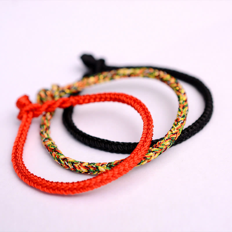 Mythstone Tibetan Handmade Eight Thread Peace Knot Protection Braided String Bracelet