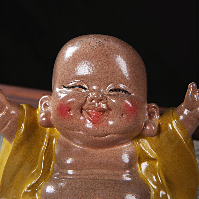 Mythstone Color Changing Laughing Buddha Resin Tea Pet Wealth Home Figurine Decoration