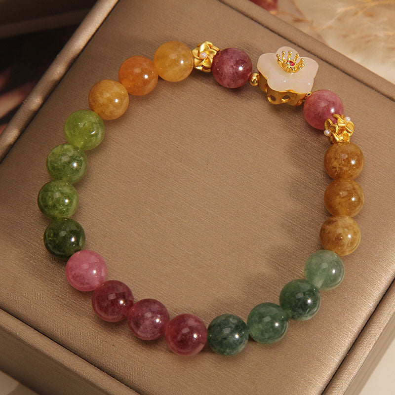 MythStone Colorful Tourmaline Jade Flowers Love Bracelet