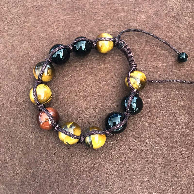 Mythstone Lava Rock Tiger Eye Stone Support Healing String Bracelet