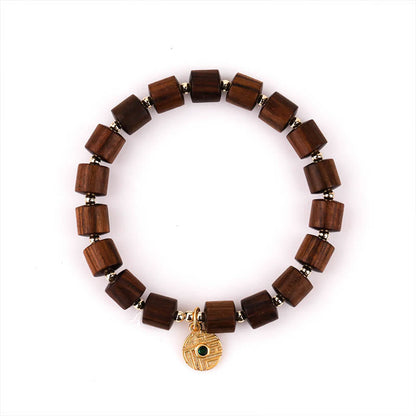 Mythstone Natural Rosewood Barrel Beads Warmth Bracelet