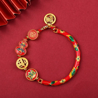 Mythstone Tibetan Gourd Fortune Happiness Lion Wealth Luck Bracelet