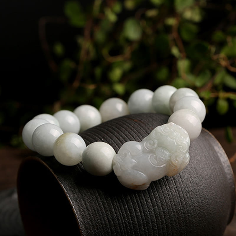 Pulsera de jade PiXiu de la suerte, prosperidad y riqueza con piedra mítica Feng Shui