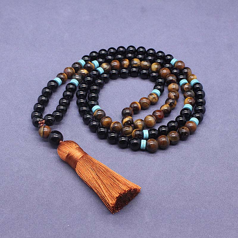 MythStone Tibetan Black Onyx Peaceful Mala Set