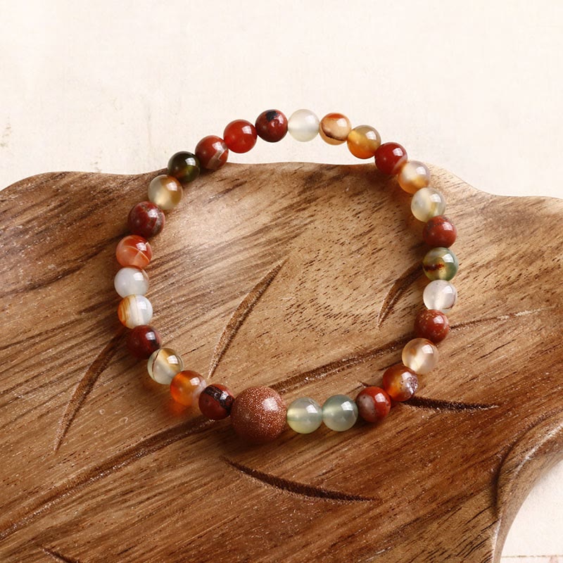 Mythstone Natural Stone Sea Sediment Jasper Agate Protection Bracelet