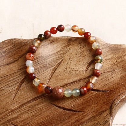 Mythstone Natural Stone Sea Sediment Jasper Agate Protection Bracelet