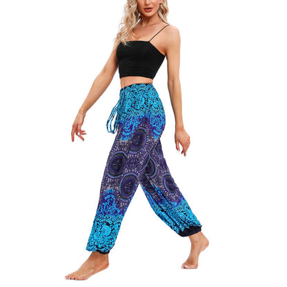 Pantalones de harén con estampado de brújula holgados e informales de Mythstone, pantalones de yoga para mujer 