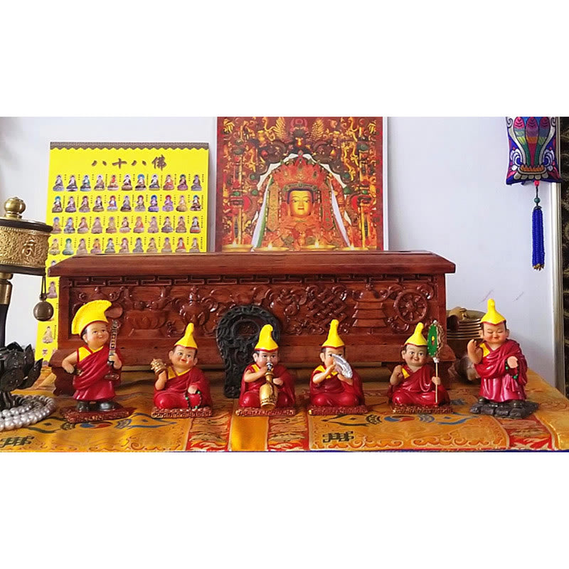 Figuras de lama tibetanas pintadas a mano de Mythstone, talladas a mano, adorno creativo para decoración del hogar, la oficina y el automóvil 