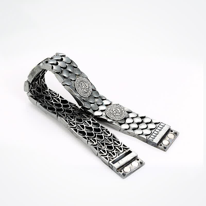 Mythstone 925 Sterling Silver Dragon Scales Luck Success Bracelet Bangle