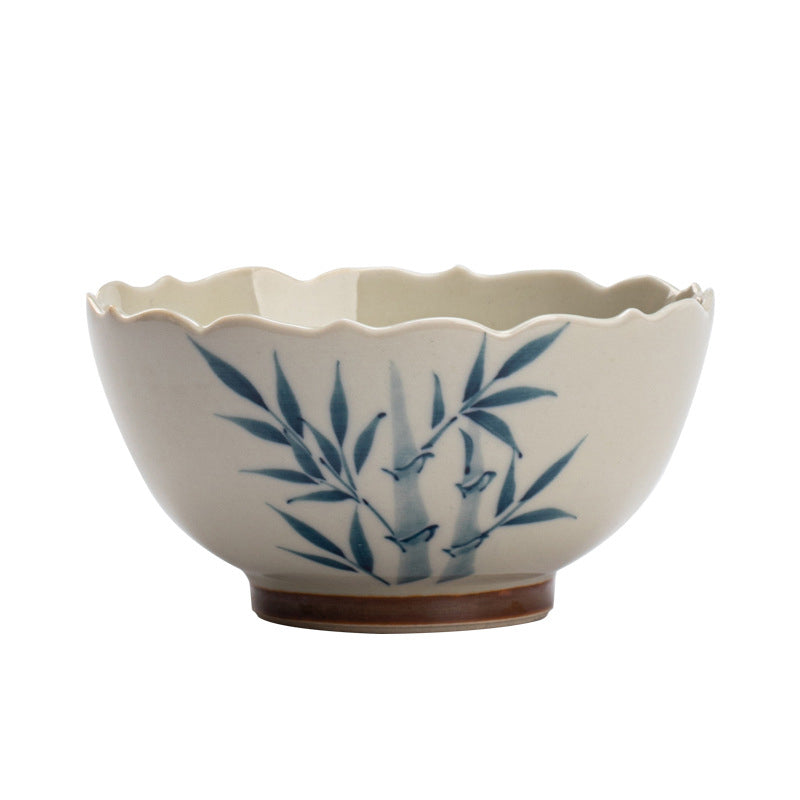 Mythstone Small Blue Bamboo Leaves Ceramic Teacup Kung Fu Tea Cup Bowl