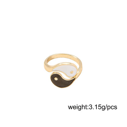 Mythstone Yin Yang Symbol Adjustable Blessing Couple Ring