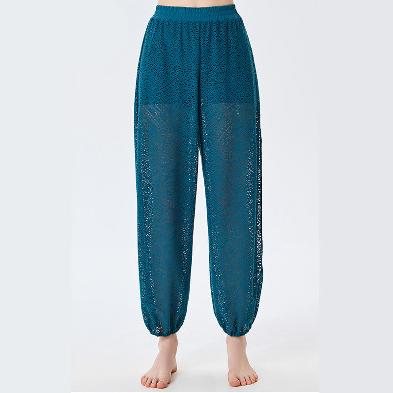 Pantalones de harén holgados con estampado de flores de anacardo de Mythstone, pantalones de yoga para mujer con abertura lateral 