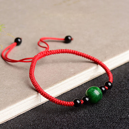 Pulsera de hilo rojo de jade con la suerte y el éxito de Mythstone