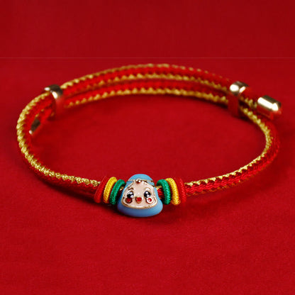 Mythstone Colorful Rope Zongzi Pattern Fu Character Luck Handmade Bracelet