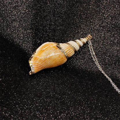 Mythstone Natural Shankha Conch Shell Seashell Lucky Necklace Pendant