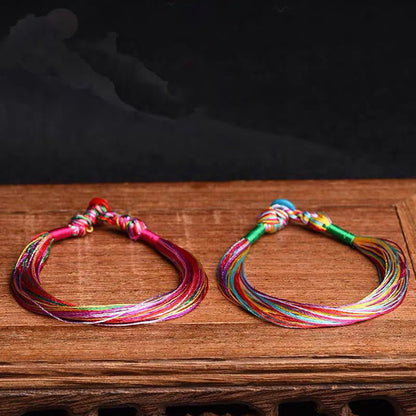 Pulsera de hilo de cinco hilos de colores hecha a mano con Mythstone tibetano para adultos y niños con protección para el Festival del Barco del Dragón