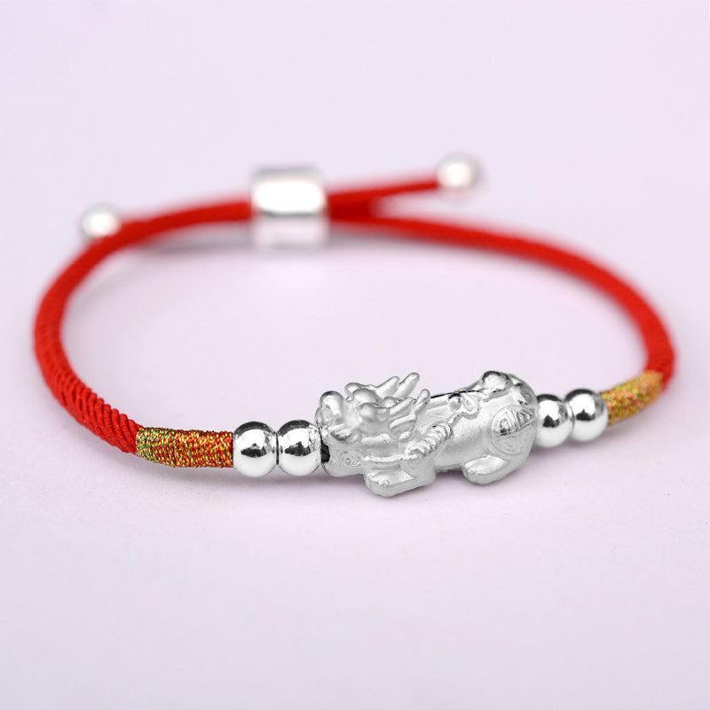 Mythstone 24K Gold-Plated PiXiu Luck Red String Bracelet