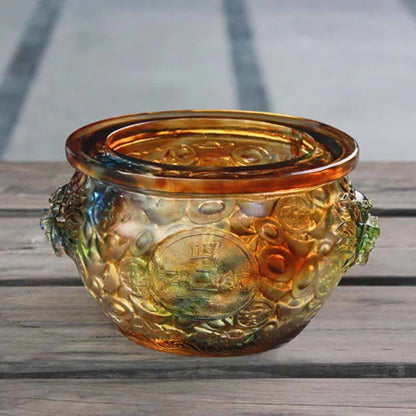 Mythstone Handmade Liuli Crystal Treasure Bowl Art Piece Home Decoration