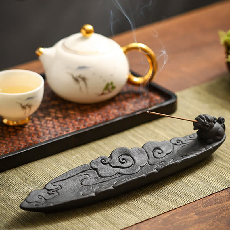 Mythstone Auspicious Clouds Pixiu Healing Ceramic Stick Incense Burner Decoration