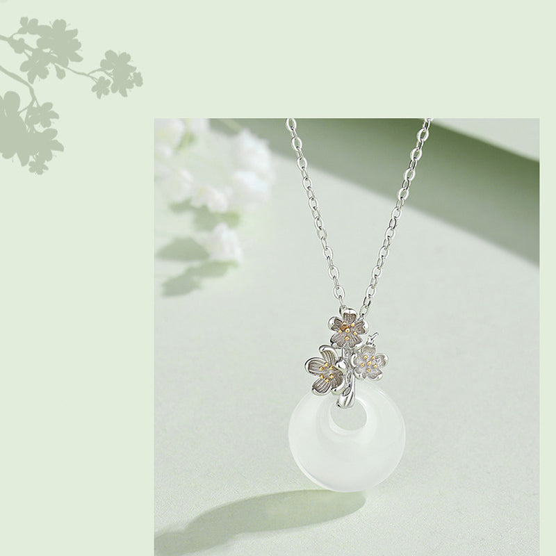 Mythstone 925 Sterling Silver Round Chalcedony Twelve Months Flower Harmony Necklace Pendant