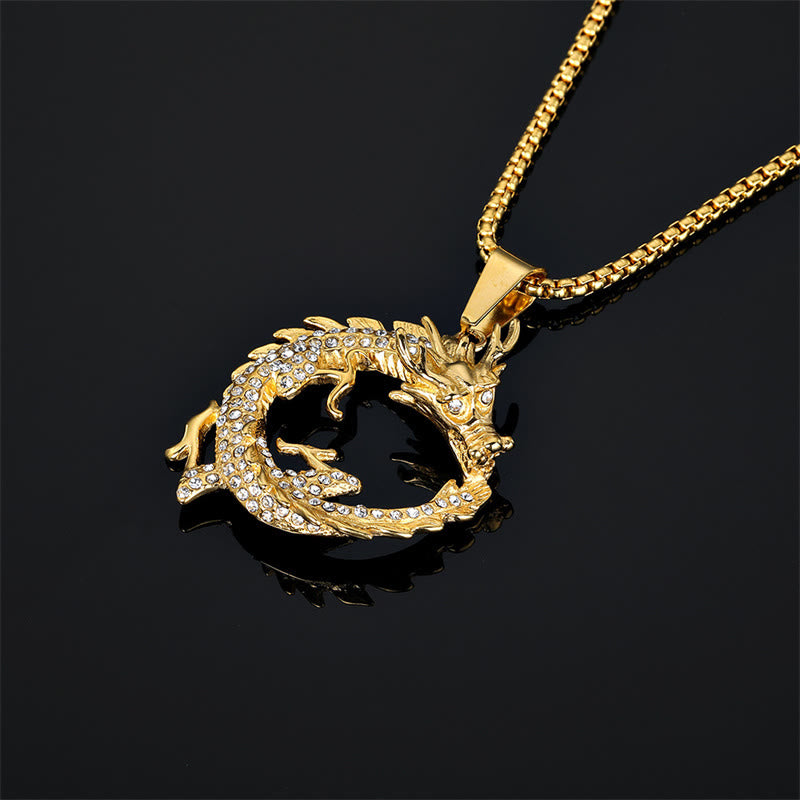 Mythstone Chinese Zodiac Dragon Pattern Success Necklace Pendant