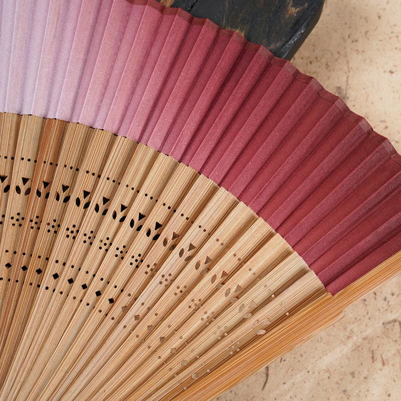 Mythstone Solid Color Gradient Hollow Engraved Handheld Bamboo Folding Fan