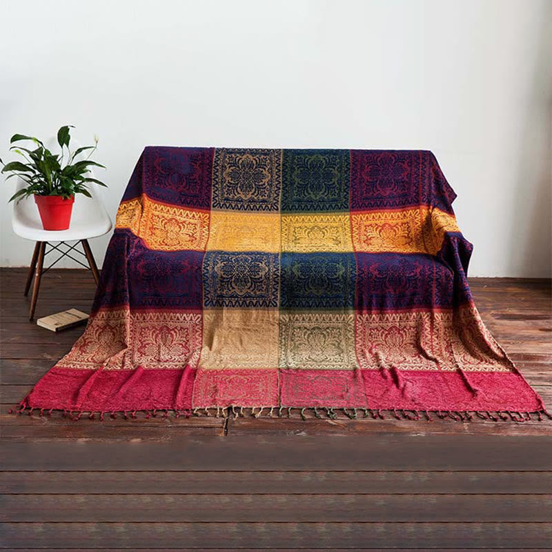 Mythstone Tibetan Floral Pattern Hand-Dyed Craftsman Blanket