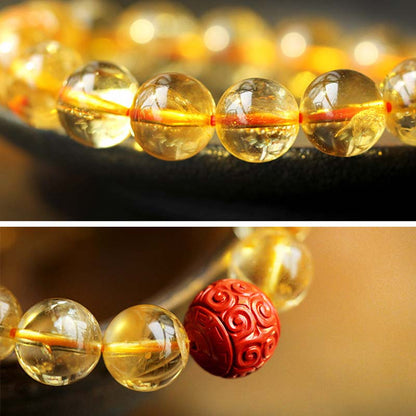 Mythstone Chinese Zodiac Natal Buddha Citrine Cinnabar Blessing Bracelet