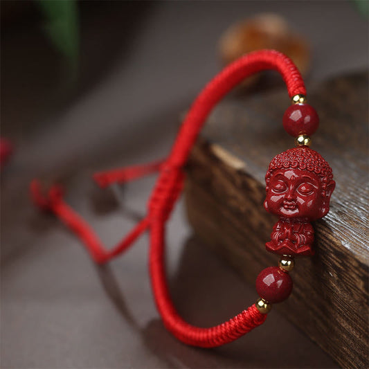 Mythstone Chinese Zodiac Natal Buddha Cinnabar Amulet Blessing String Bracelet