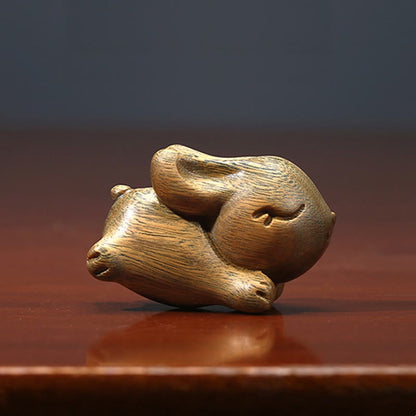 Mythstone Green Sandalwood Small Mini Cute Rabbit Bunny Peace Decorations