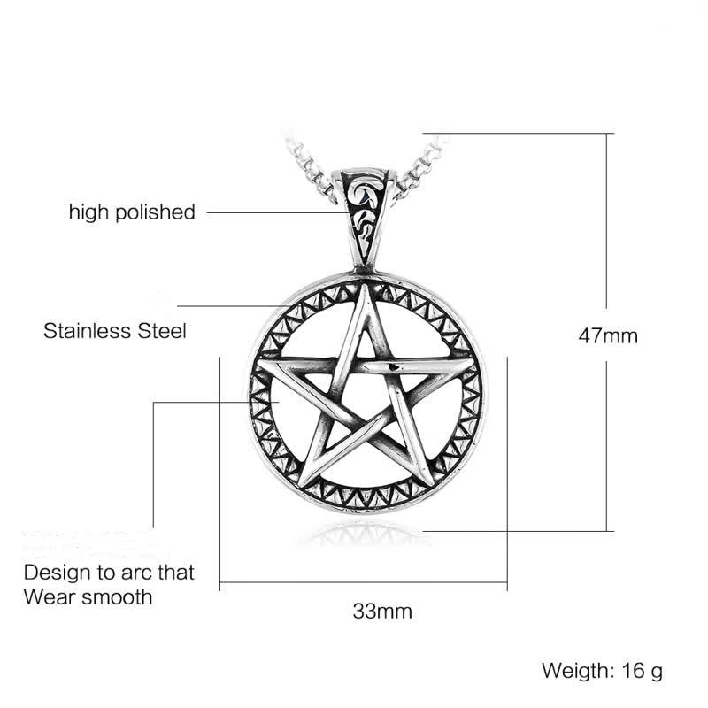 Mythstone Pentagram Titanium Steel Balance Necklace Pendant