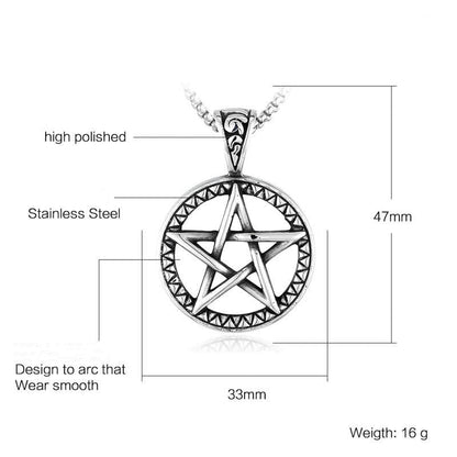 Mythstone Pentagram Titanium Steel Balance Necklace Pendant