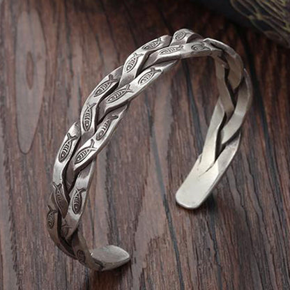 Mythstone Koi Fish Twisted Design Luck Wealth Cuff Bracelet Bangle