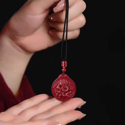 MythStone Year of the Dragon Natural Cinnabar Dragon Protection Necklace Pendant