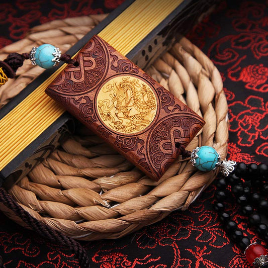 Mythstone Tibetan Rosewood Boxwood Dragon Cure Courage Car Decoration