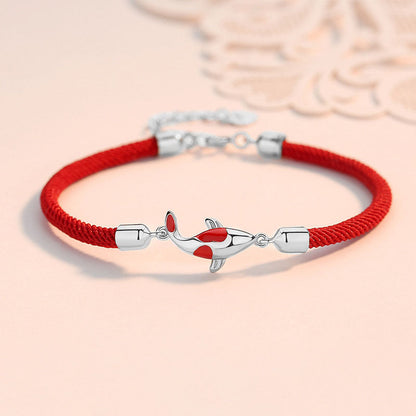 Pulsera de pareja con cadena trenzada de la suerte y la riqueza con pez koi Mythstone 