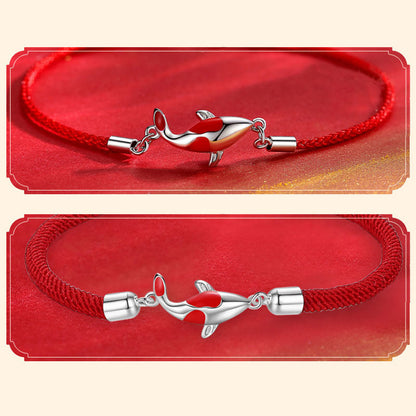 Pulsera de pareja con cadena trenzada de la suerte y la riqueza con pez koi Mythstone 