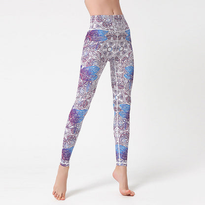 Mythstone Flowers Leaves Birds Print Pants Sports Fitness Yoga Leggings Women's Yoga Pants