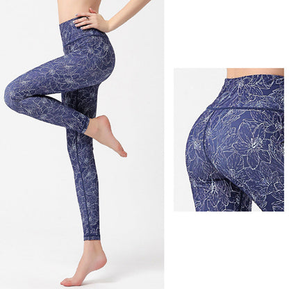 Mythstone Flowers Leaves Birds Print Pants Sports Fitness Yoga Leggings Women's Yoga Pants