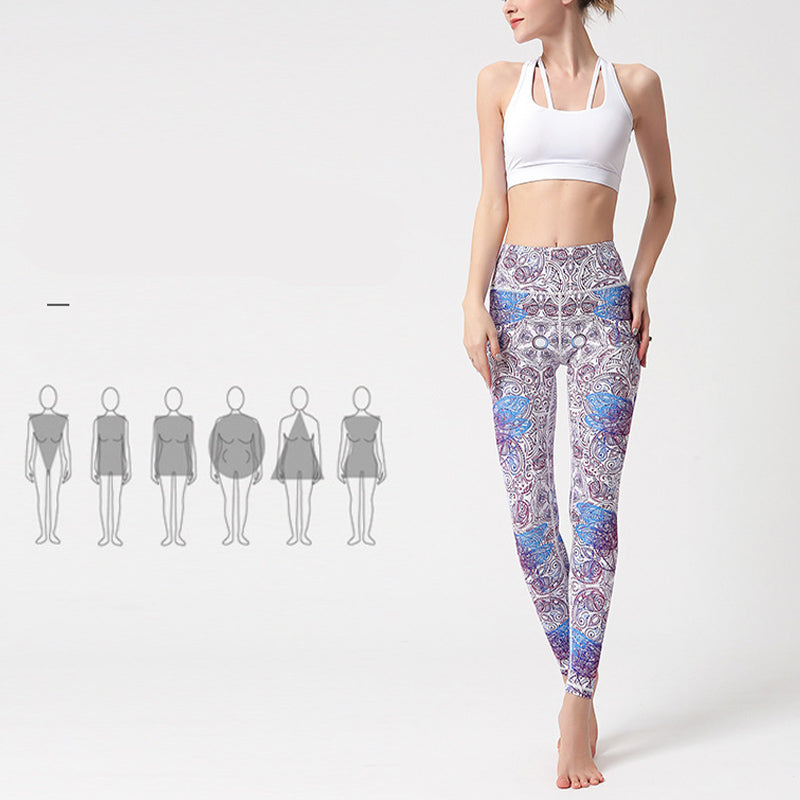 Mythstone Flowers Leaves Birds Print Pants Sports Fitness Yoga Leggings Women's Yoga Pants