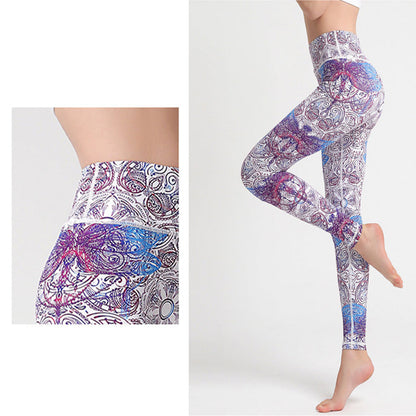 Mythstone Flowers Leaves Birds Print Pants Sports Fitness Yoga Leggings Women's Yoga Pants