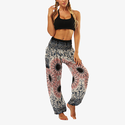 Mythstone Hippie Pants Baggy Boho High Waist Lounge Trousers with Pockets Women's Yoga Pants