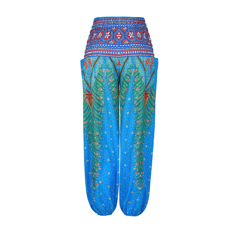 Mythstone Hippie Pants Baggy Boho High Waist Lounge Trousers with Pockets Women's Yoga Pants