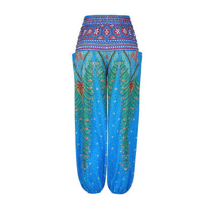 Mythstone Hippie Pants Baggy Boho High Waist Lounge Trousers with Pockets Women's Yoga Pants